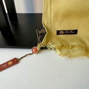 Loro Piana Gold Tone Cashmere (70%) and Silk (30%) Large Scarf or Stole.